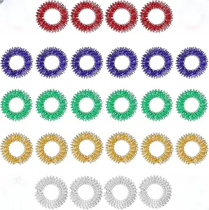 30 Pieces Acupressure Rings Spiky Sensory for Fingers Stress Relief Fidget Massager Reusable Rust-Proof Fidget Sensory Massager for Teens Adults Relaxation Stick Solution