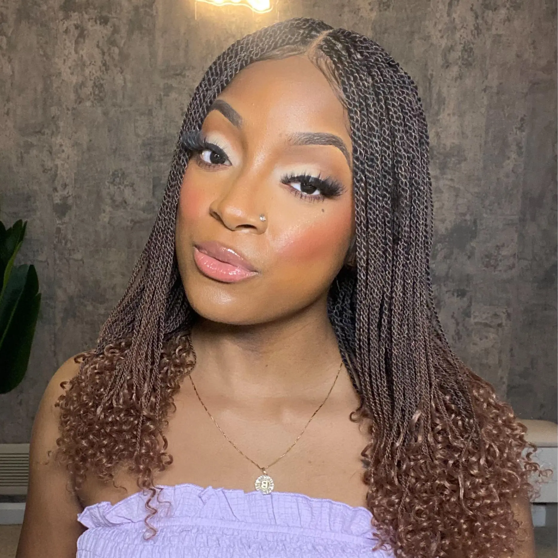JALIZA 14" senegalese mini twist braided wig | Full Lace | 289 strands of braids | Full Hand Tied | Human Hair Baby Hair