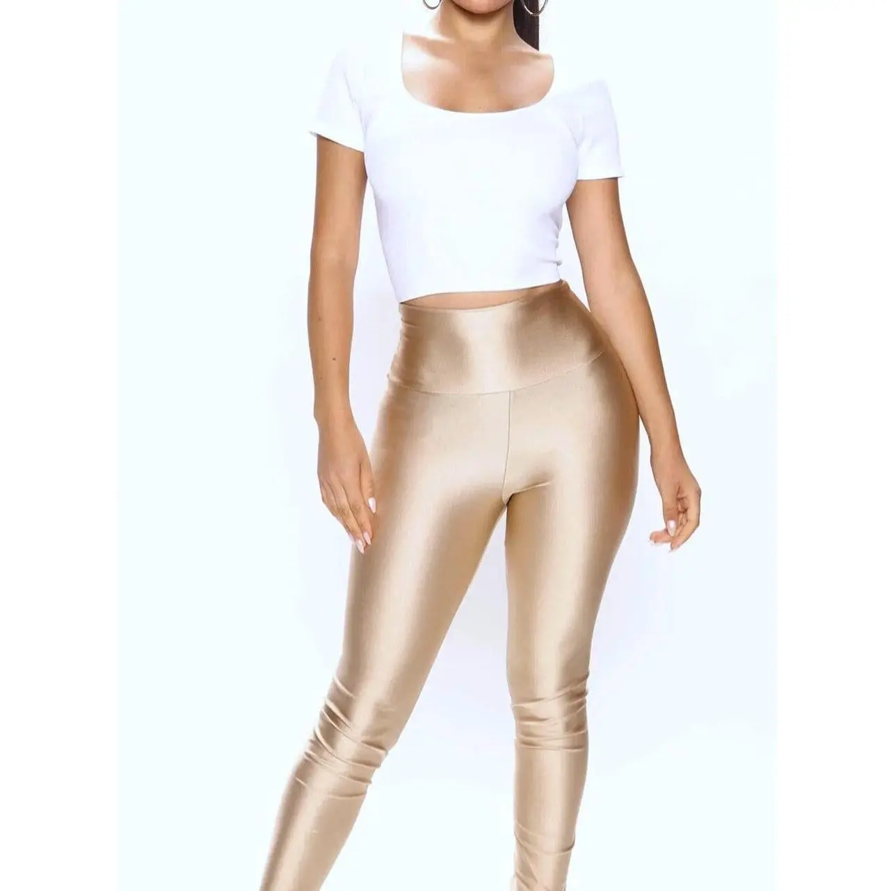 Taupe Shiny Nylon Spandex
