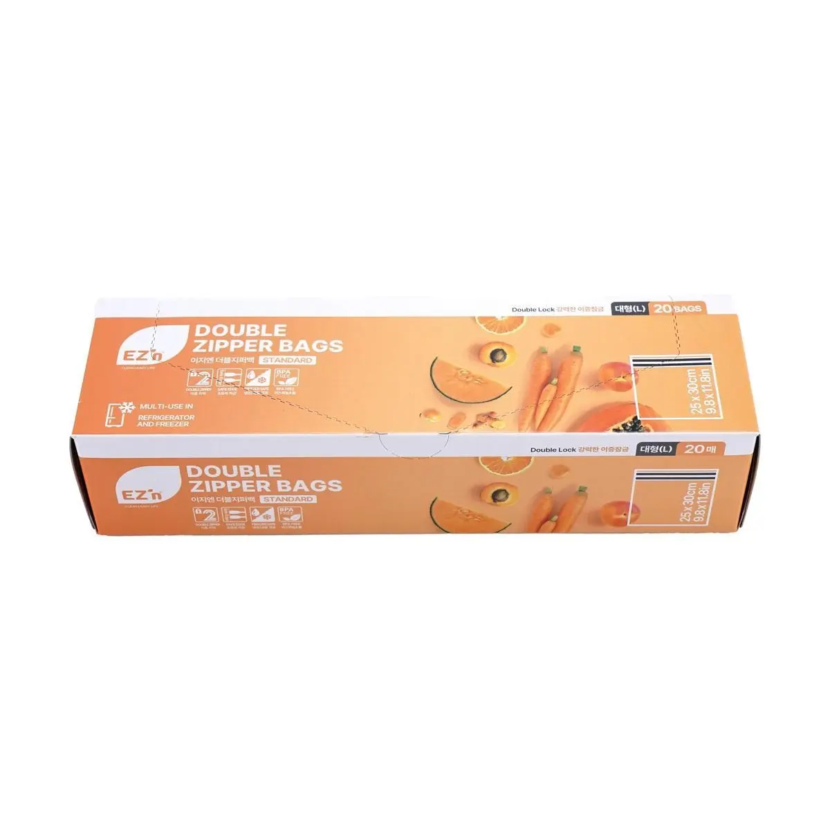 EZ'n Standard Double Zipper Food Grade Seal Freshness Leakproof Large Bags