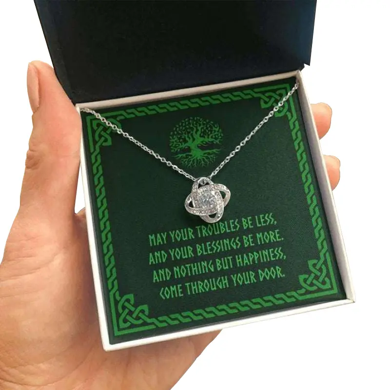 Friend Necklace, Irish Blessing Knot Necklace Celtic Gaelic Jewelry Gift May Your Troubles Be Less, Friendship necklace, matching sets, BFF gifts, meaningful jewelry, best friend forever