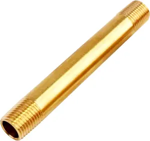 1/4" Brass Nipple Pipe Fittings,1/4" NPT 1/4" NPT Male Thread Extender Straight Connector, 4" Length 1000psi (1 Pack)