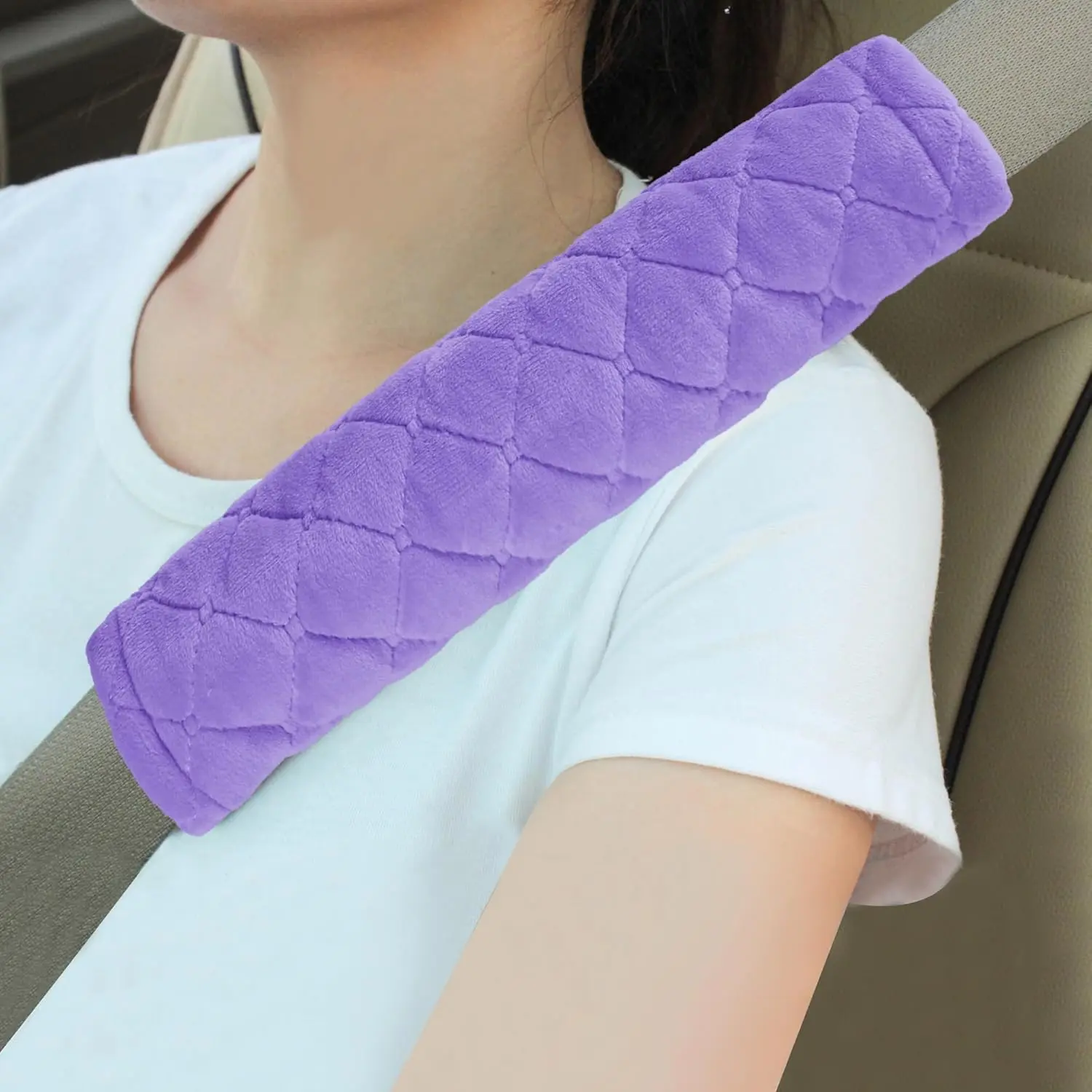 Violet Soft Car Seat Belt Covers - 2-Count Universal Fit Car Accessories for Vehicle Driving Comfort, Compatible with Backpack, Diaper Bag, Airplane, Golf Bag, Car Interior Accessory, Accessories For Car