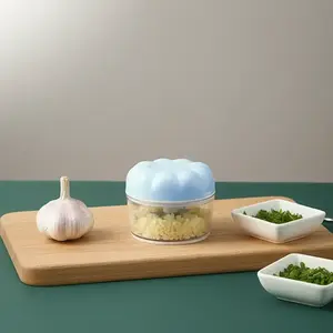 Manual vegetable and fruit chopper - Easy garlic press, durable plastic kitchen tool with replaceable lids, easy to clean, food-safe slicer for quick meal prep, vegetable slicer, Veggie chopper | Replaceable lid vegetable chopper