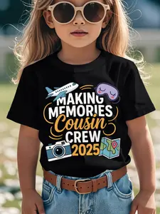 Individualistic round-neck short-sleeved shirts for Boy and girl🔥 Cousin Crew 2025 Making Memories Family Vacation Camp Funny Aesthetic Graphic Kid T-Shirt Cute Kid T Shirts Trending Tops Tees for Kid