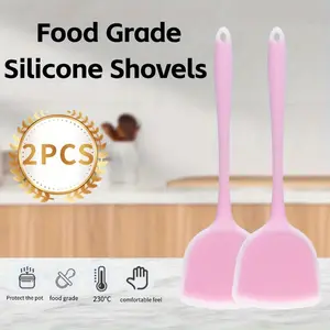 Food Grade Silicone Shovels 2PCS Heat-Resistant 230°C Non-Stick Cookware Dishwasher-Safe Kitchen Utensils for Scrambling Eggs & Flipping Fish Blue