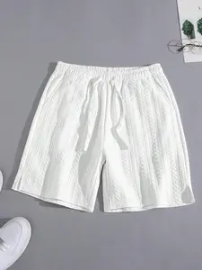 Men's Jacquard Drawstring Waist Shorts, Fitted Regular Fit Casual Comfy Shorts for Summer, Men's Bottoms for Daily Wear, Menswear