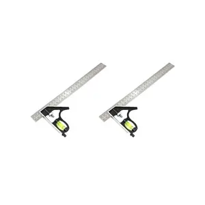 12 Inch Adjustable Combination Square, 45/90° Rafter Square Protractor with Spirit Level, Hand Measuring Tool for Woodworking, Home, Office