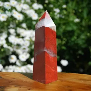 Red Jasper Points Tower Point, Natural Stone  Wand