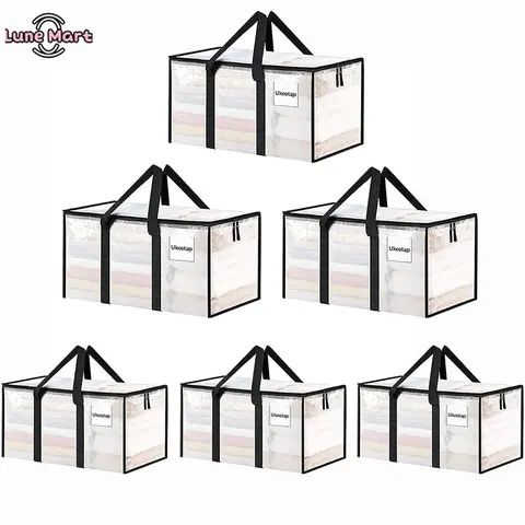 3-Pack Transparent Box Organiser Storage Containers with Sturdy Flip-Top Lids, Large-Capacity Stackable Plastic Rectangle Bins with Metal Coating, Fewer Bins for Home Jewelry Storage to See Items at a Glance