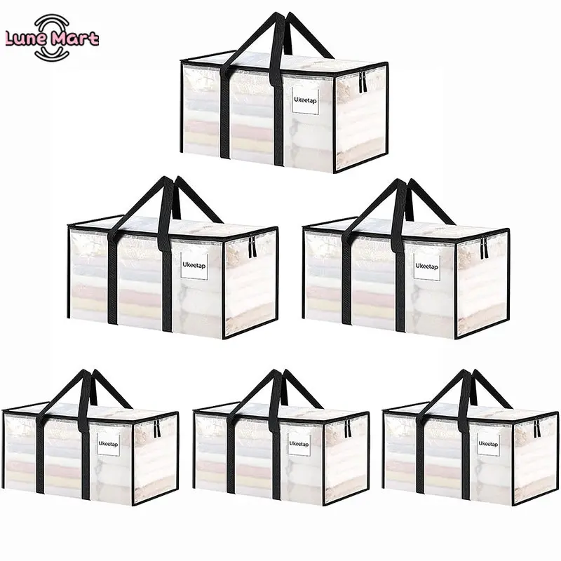 Collapsible Storage Bins, 3-Pack Large-Capacity Transparent Plastic Organizer Boxes with Sturdy Flip-Top Lids for Closet Organization