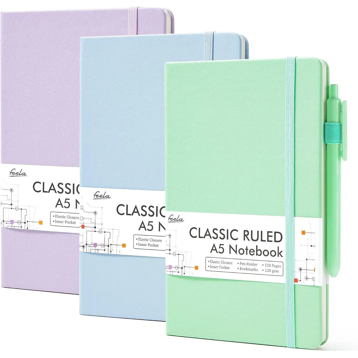 Light Blue, Light Purple, Light Green