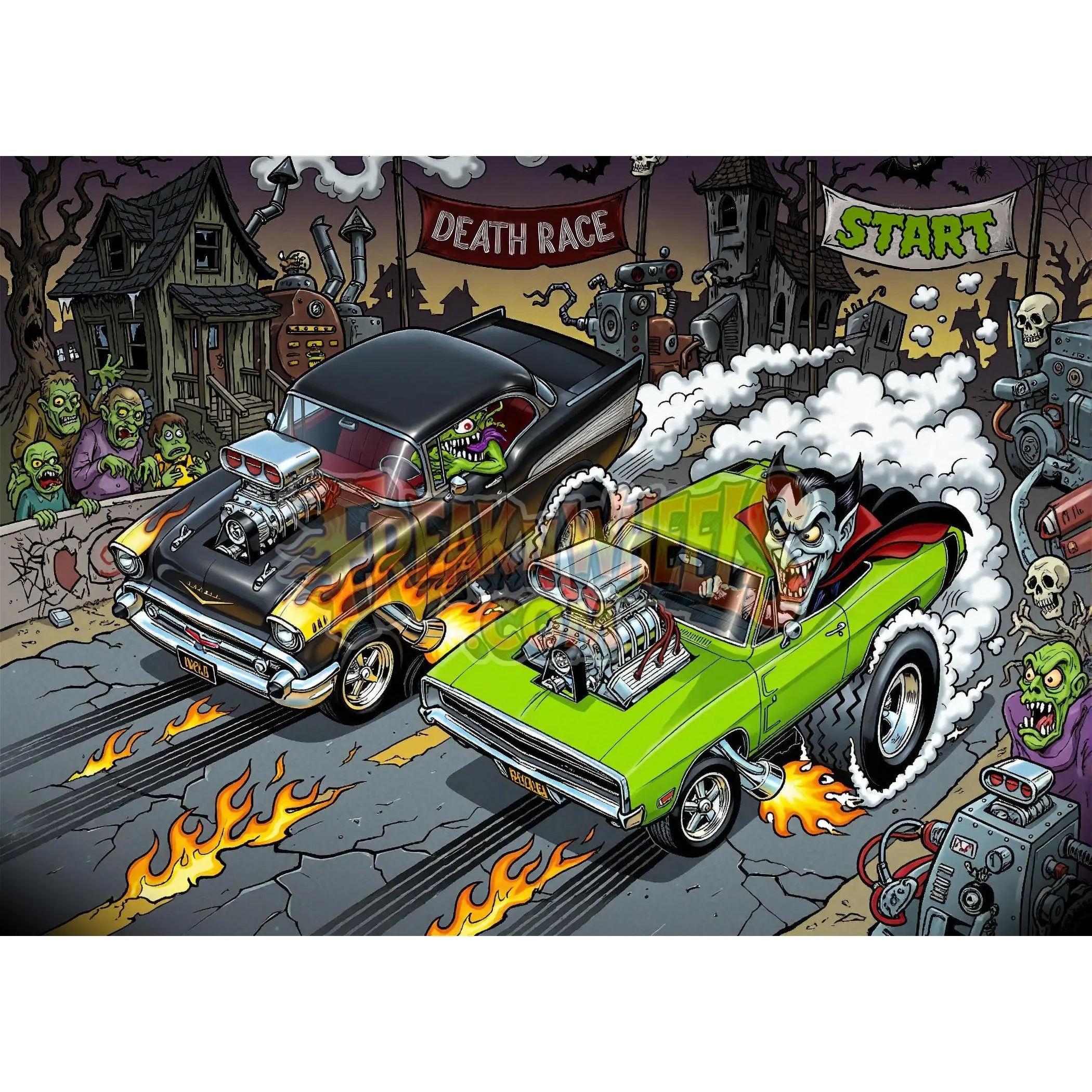 Monster Hot Rod Art | Kustom Kulture Poster | Drag Racing | Garage