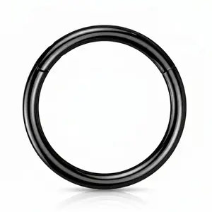 Black ASTM F136 Implant Grade Titanium Hinged Segment Septum Ring In 20, 18, 16, or 14 Gauge