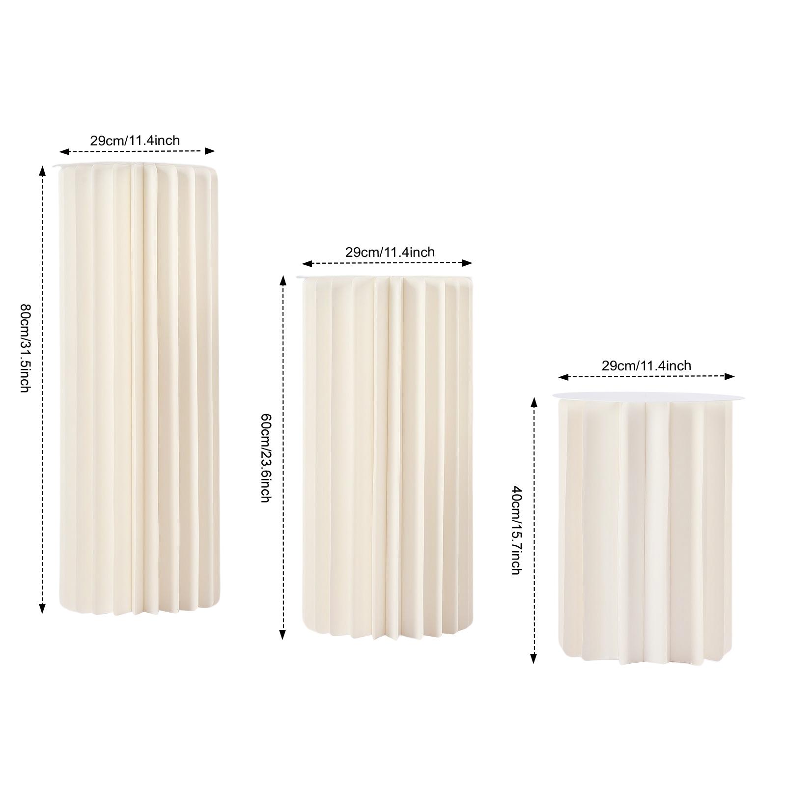 3-Piece Honeycomb Cardboard Flower Stand Set with PVC Tops, 110 lbs Load Capacity Each, DIY Display Pedestals for Wedding Aisle Centerpieces, Party Birthday Anniversary Decoration (15.7" to 31.5" Tall)