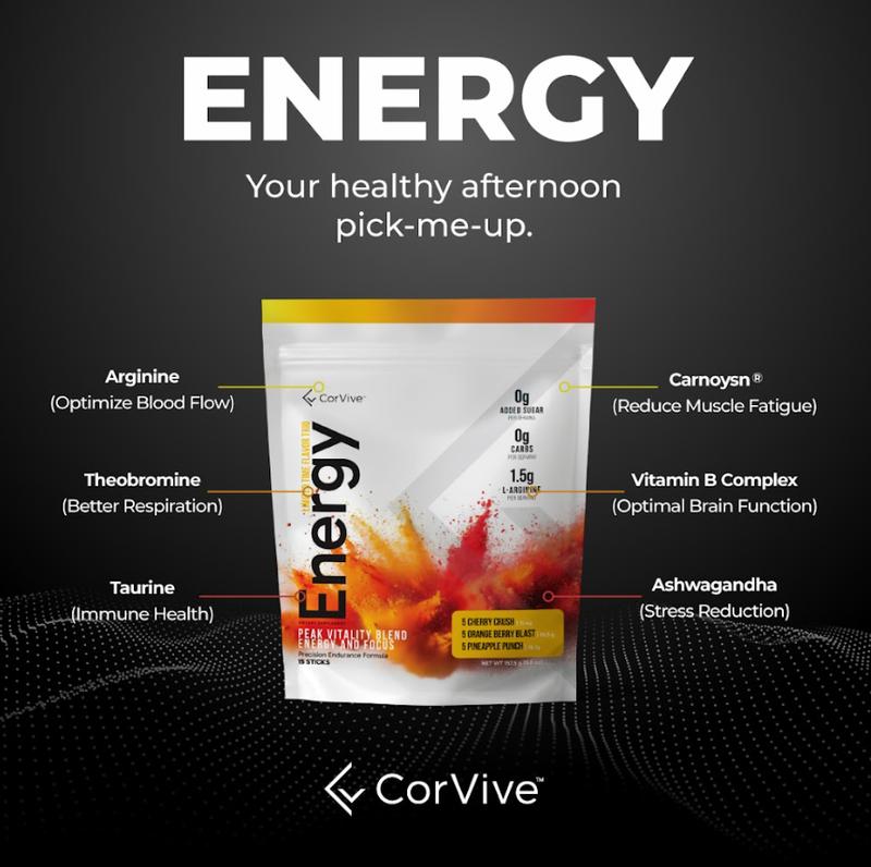 CorVive's Energy and Focus Drink Mix Powders Beverage sugar free fitness supplements Sport