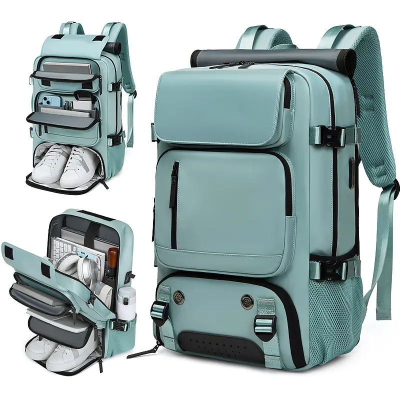 16 Inch Laptop Backpack with Shoe Compartment, Convertible 4-in-1 USB Charging Anti-Theft Water-Resistant Oxford Backpack for Work Travel Commute 4-Way Convertible (Backpack/Shoulder/Handbag/Crossbody) business bag Large Capacity Commuter tiktokshopspring