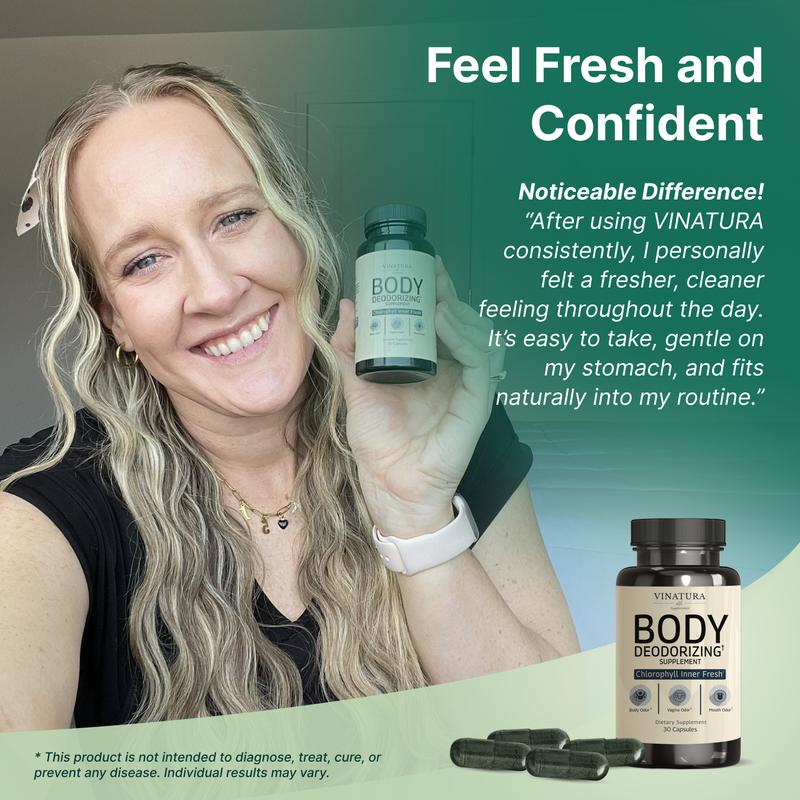 Body Deodorizing Supplement for Women - Magic Chlorophyll Pills for Body Odor Eliminator, it Works for Her Internal Deodorant, 30 Capsules