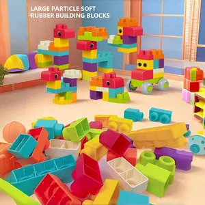 Baby Stem Sensory Soft Blocks Set, Squeezable Silicone Stacking Toy, Ultra-Soft Building Blocks, Easy Grip, No BPA, Ages 18 Months-6 Years,Helping young children enhance their imagination, fine motor skills, birthday gifts, and Christmas gifts.