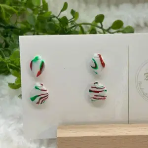 Tie-Dye Christmas Studs Set | Polymer Clay Earrings