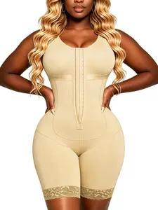 1 Count Big U-Neck Design Bodysuit, Colombian Shapewear, Fajas, High Compression Full Body Shaper, Reflective Ribbon Under Bust Bodysuit, Comfortable Firm Waist And Lift Buttocks Shapewear, Suitable For Daily, Sport, Yoga