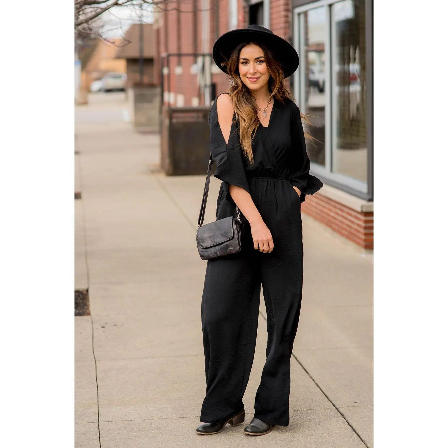 Slit Sleeve Wrap Jumpsuit