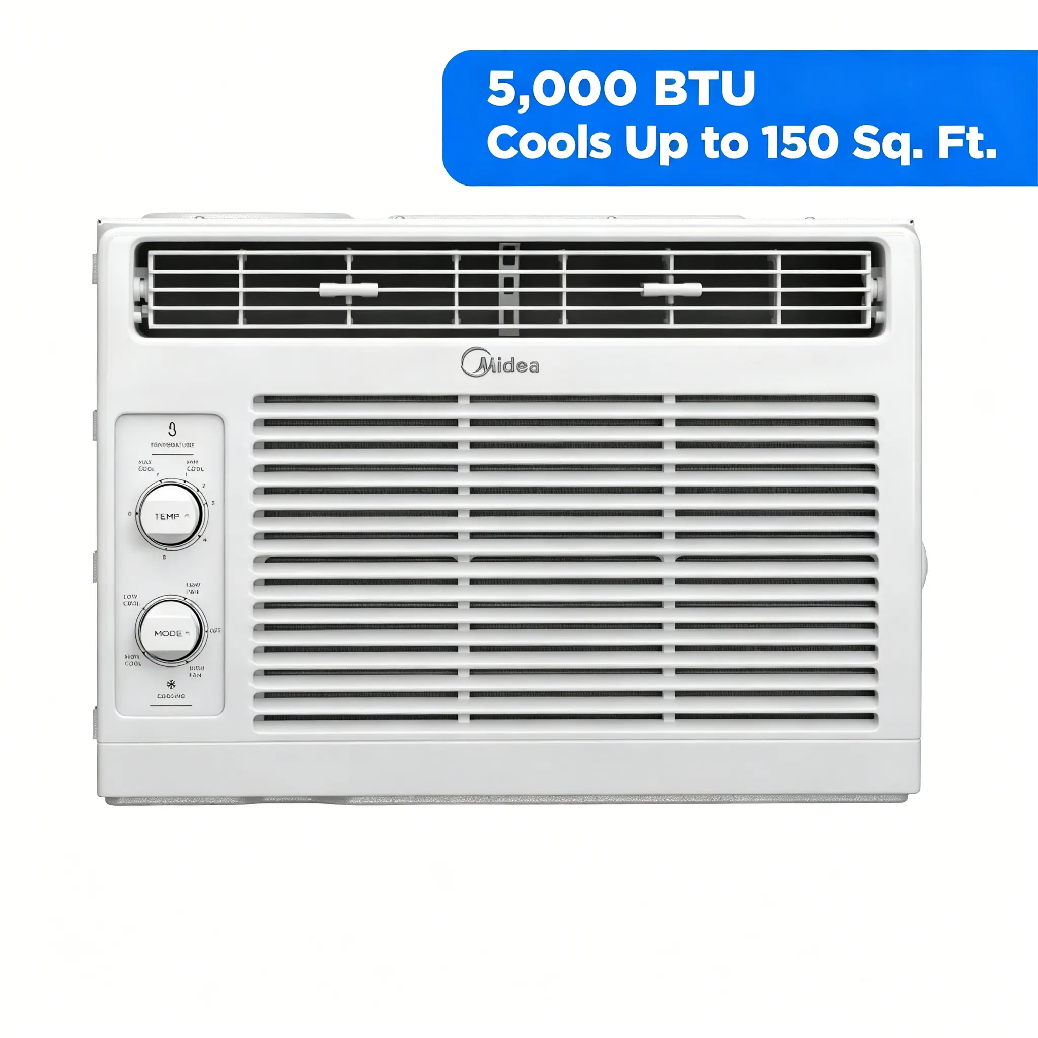 Midea MAW05M1WWT 5000 BTU Window Air Conditioner - Like New Quiet Certified Energy Saver Corded Unit, Compact Mechanical AC with 2 Fan Speeds, Cooling Mode, Reusable Filter, Easy DIY Setup for 150 Sq Ft Bedrooms, White, US LA Warehouse Fast Ship, Fits 23-