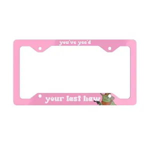 Pink Funny Cowboy Frog License Plate Frame, Funny Gen Z Car Bumper, Cottagecore Car Decor, Vehicle Accessories Gift for Her Him