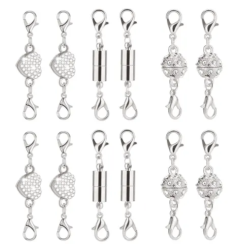 Lotosug 12 Pack Magnetic Necklace Clasps and Closures Necklace Jewelry Extender, Magnetic Lobster Clasp Extenders, for Necklaces & Bracelets, Easy Jewelry Converter for Women, Seniors, and Everyday Wear