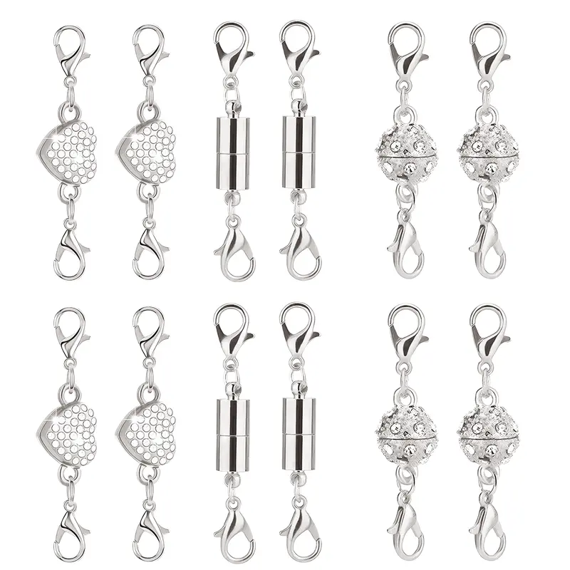 Lotosug 12 Pack Magnetic Necklace Clasps and Closures Necklace Jewelry Extender, Magnetic Lobster Clasp Extenders, for Necklaces & Bracelets, Easy Jewelry Converter for Women, Seniors, and Everyday Wear