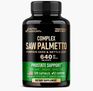 Saw Palmetto for Men 640mg - Pumpkin Seed | Nettle | Zinc & Pygeum - Prostate Health & Urinary Supplement - DHT Blocking & Hair Support - 45% Fatty Acids, Clinical Strength - Made in USA, 120 Capsules