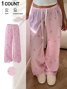 Women's Butterfly & Striped Print Pants, Casual Comfy Trousers for Daily Wear, Ladies Bottoms for All Seasons, Pajama, Loungewear