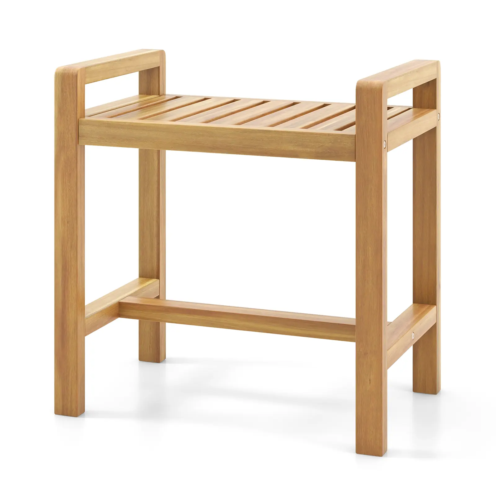 COSTWAY - Teak Wood Shower Bench for Inside Shower Shaving Legs