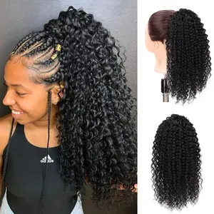 Curly Drawstring Ponytail Extension for Black Women, Premium 14 Inch Synthetic Yaki Hairpiece with Spiral Curls Natural Looking Voluminous Ponytail