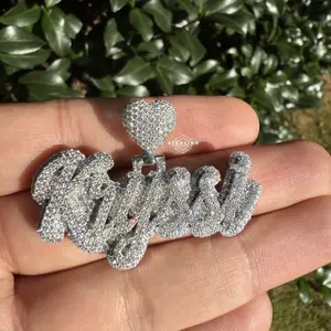 Moissanite Kryssi Pendant | Iced | Pass Diamond Testers | Solid 925 Sterling Silver | Kryssi Nameplate Necklace Perfect Ladies Gift Kryssi Name Kryssi Jewelry Gift + Free Steel Rope Chain