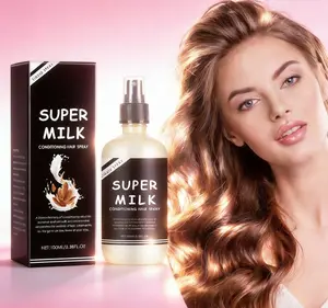Super Milk Conditioning Hair Spray Heat Protectant Leave In Conditioner for Curly Hair Anti Frizz Volumizing Detangler All Hair Types Daily Styling with Oat Milk & Coconut