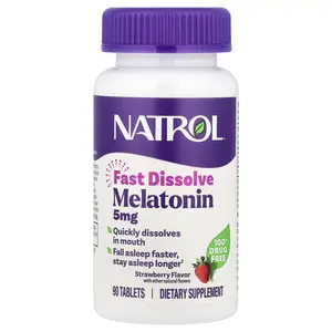 Natrol Melatonin, Fast Dissolve, Strawberry, 5 mg, 90 Tablets