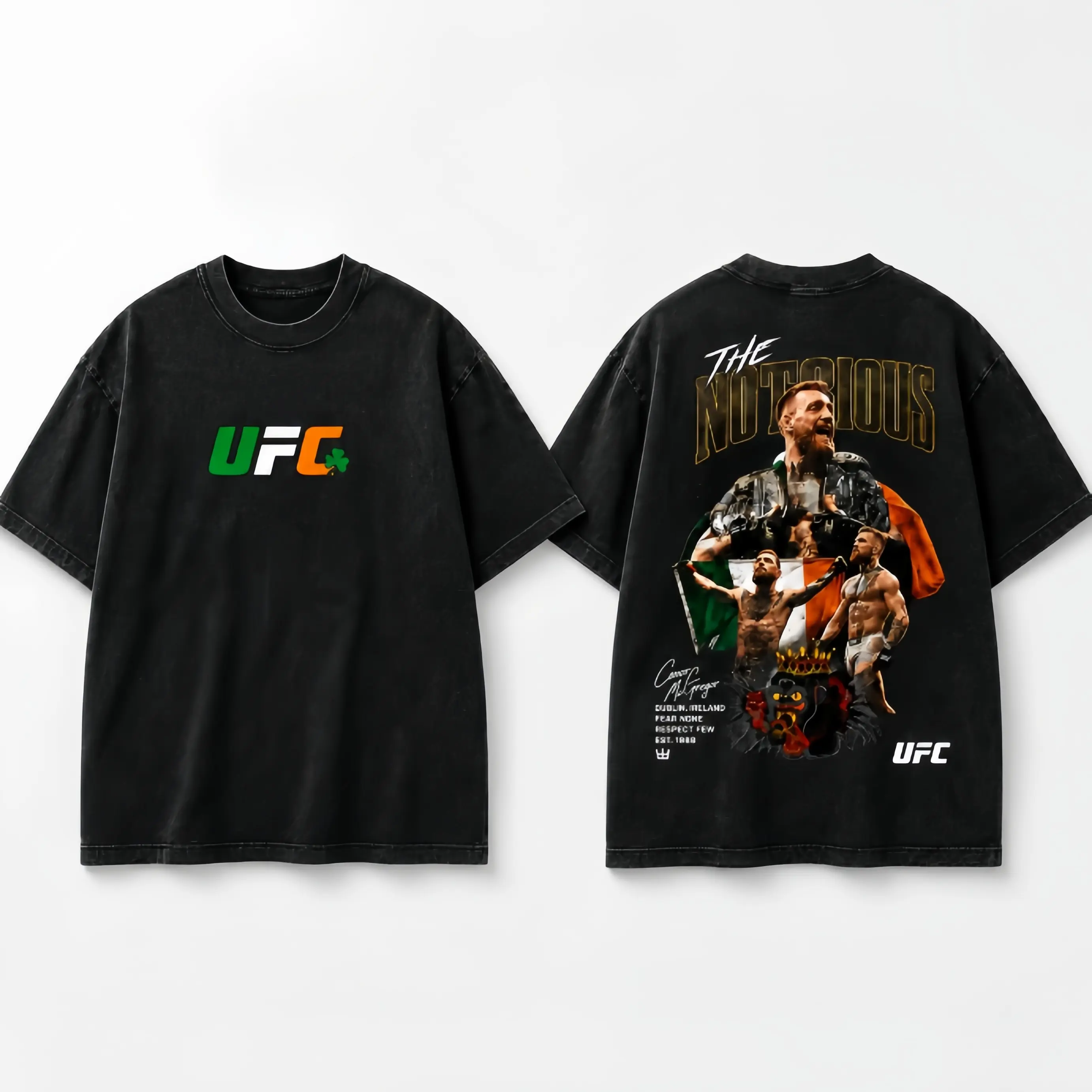 Men's UFC 329 Black Conor McGregor T-Shirt, The Notorious UFC Graphic Tee, UFC MMA Shirt, Gift for Fighters, Sports Apparel,Regular,Grunge
