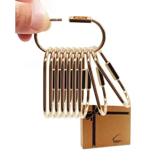 Premium Brass Keychain-Gold Key Ring Gold Carabiner Clip with Secure Locking Screw Design, Brass Key Ring Ideal for Keys, Bags, Accessories, Luggage Tags,