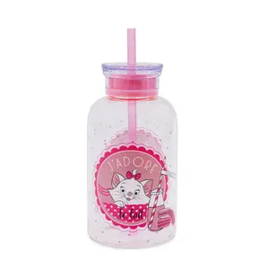 Disney The Aristocats Marie "J'adore Le Lait" Glass Milk Bottle With Straw