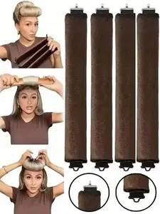 5pcs Hair Rollers Set, Satin Heatless Curling Kit, High Resilience Rubber, Soft & Durable, Perfect for Sleeping, Home Use, Heatless Hair Curlers，Kerchief,Kim Kardashian bun