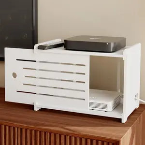 Solid Wood WiFi Router Storage Box Hider Shelf Decorative Projector Box Rack Countertop Wall Mounted Cable Modem Storage Organizer Cabinet
