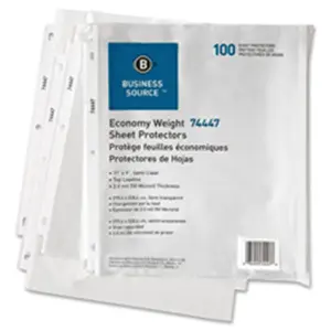 Business Source  Sheet Protectors-Top Load-2.0mil-11 in. x 8.5 in.-200-PK-Semi-CL