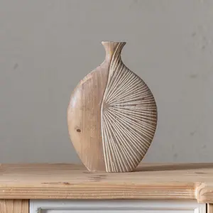 Wooden Vase, 1 Count Vintage Style Carved Vase, Decorative Vase for Home Living Room Bedroom Study Room, Home Decor, Table Decor, Ornaments