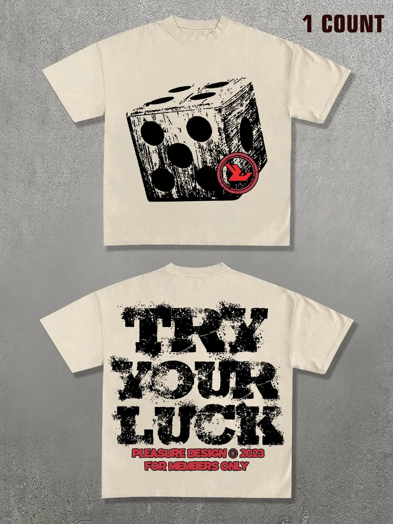 Men's Letter & Dice Print Round Neck Tee, Loose Street Fashion Casual Short Sleeve T-shirt for Daily Wear, Men's Summer Clothes