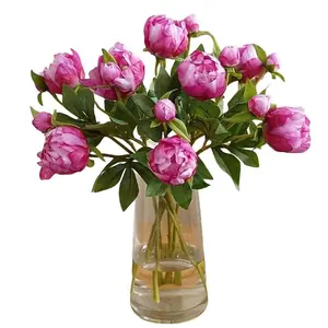 3pcs Realistic Peony Flowers, Home Wedding Floral Arrangement Props, Valentine's Day Teacher's Day Mother's Day Gift, Holiday Party Decorations