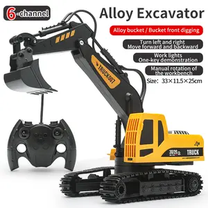 rc digger toy for kids remote control construction toy excavator toy with lights kids rc truck toy building toy boys toy realistic digger toy