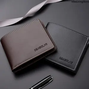 2 Pack Slim PU Leather Men's Short Wallet, Thin Bifold Folding Credit Card Holder Wallet for Young Men, Minimalist Front Pocket Wallet for Daily Use