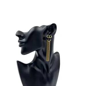 Pre-owned Dior CD Tassel Earrings, Gold, Long Style, H5 D0415