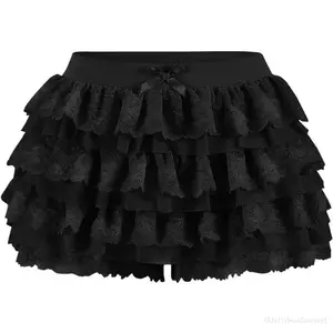 Women  Lace Multi-Layered Bloomers, Lolita Ruffle Shorts, Sexy Short Pumpkin Pants, Elastic Waist Sweet PettipantsXXJellybeanJourney1